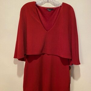 V-Neck Mini Dress with Cape Overlay